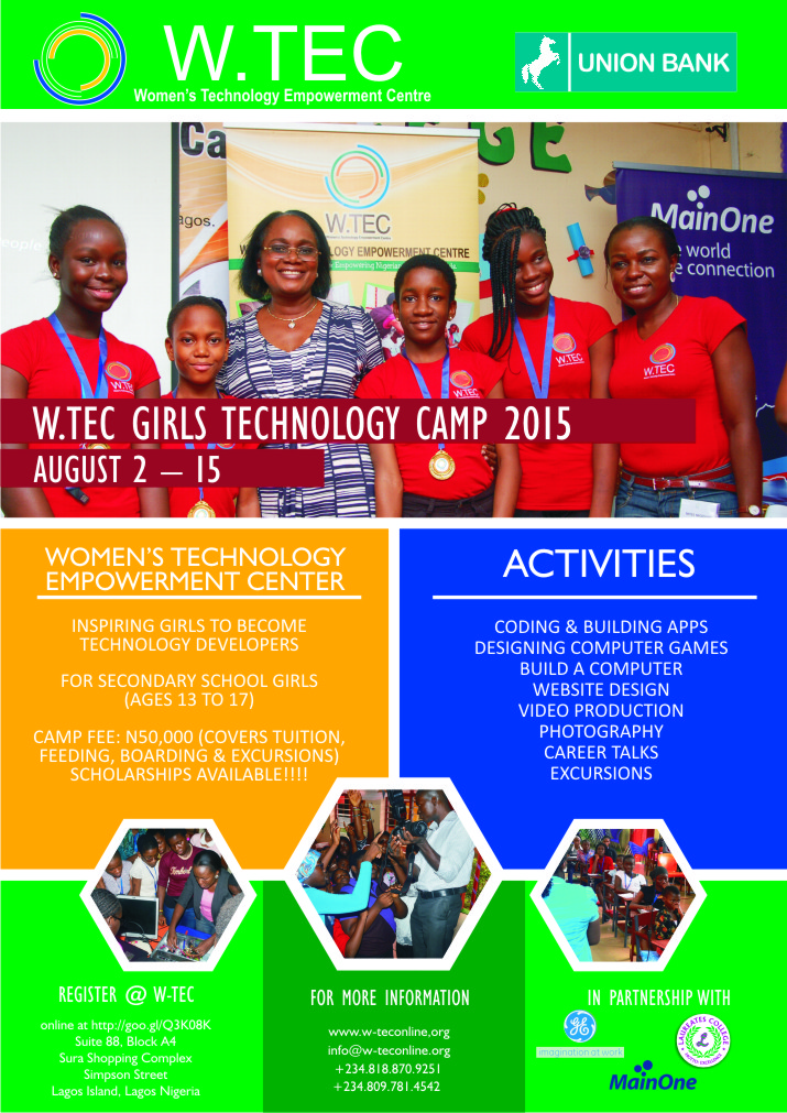 Women’s Technology Empowerment Centre (W.TEC) Nigeria Announces its 8th Girls Technology Camp for August 2015