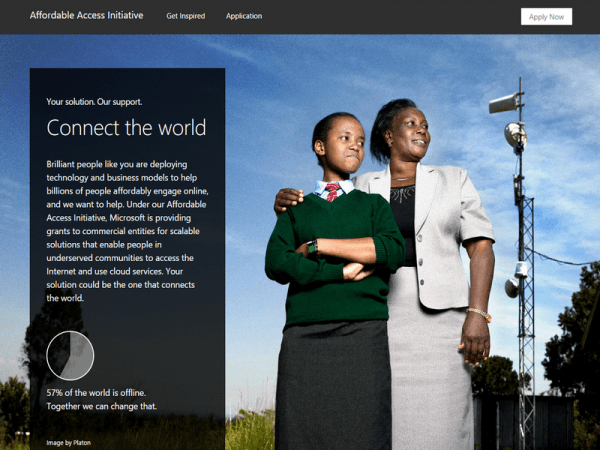 Connecting the next 1 billion:Microsoft Launches Fund to improve Internet Access in Developing Countries.
  