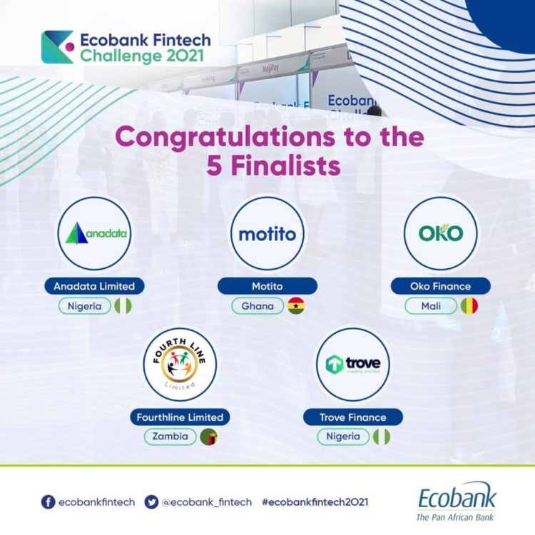 Ecobank Group Announces the Top Five Finalists for the Ecobank Fintech Challenge 2021
  
