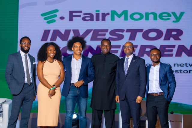 L-r: Seun Onayiga, Head Investment Banking, West Africa – Renaissance Capital; Nichole Yembra, Founder and Managing Partner – Chrysalis Capital; Laurin Hainy, CEO and Co- Founder of FairMoney; Sonnie Ayere, GMD/CEO – DLM Capital Group; Bayo Rotimi, MD/CEO – Greenwich Merchant Bank and Yaw Mante, Head, Finance – FairMoney, at the FariMoney investor’s conference.
