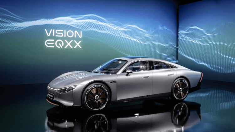 Mercedes-Benz reveals the Vision EQXX concept car, a luxury electric vehicle
  