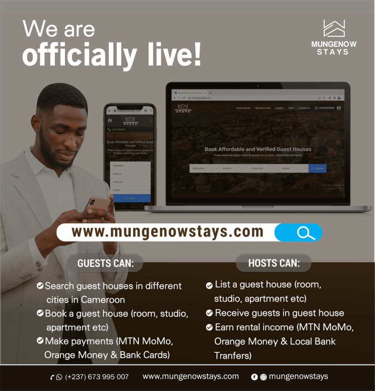 Cameroonian Startup Mungenow Technologies Launches a Verified Guest House Booking Platform
  