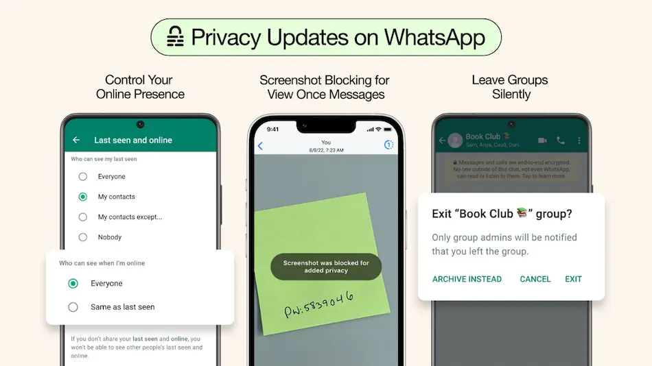 WhatsApp Announces Privacy Features to Control Online Presence, Leave Groups Quietly for Users
  