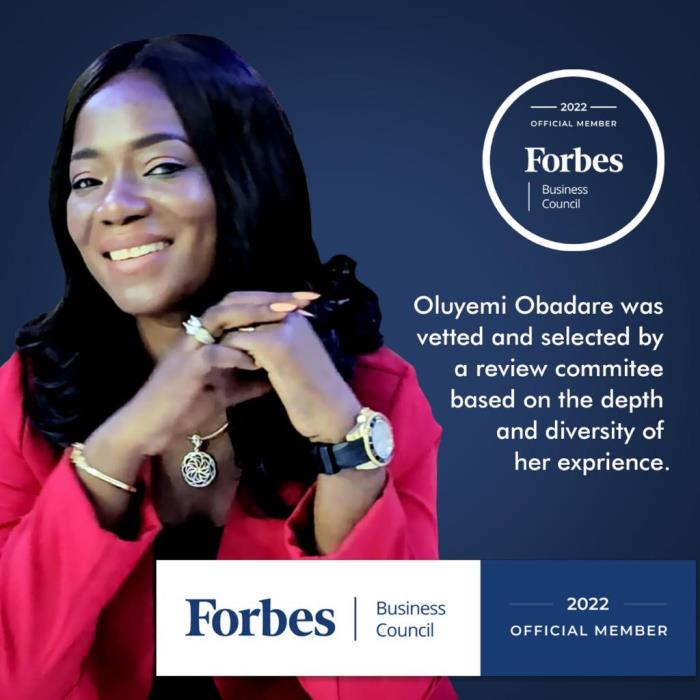 Oluyemi Obadare Accepted into Forbes Business Council