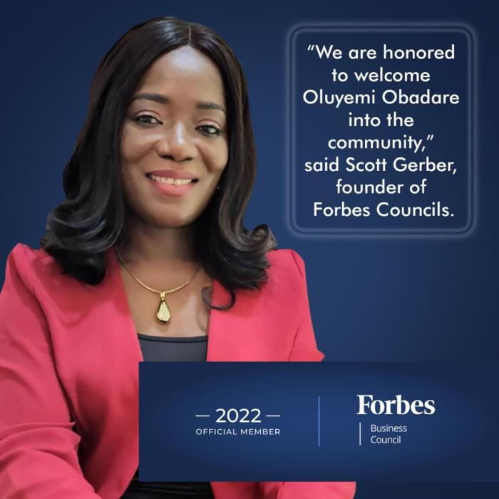 Oluyemi Obadare Accepted into Forbes Business Council