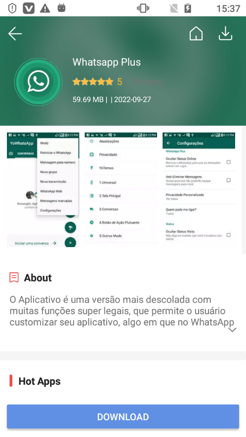 The malicious WhatsApp mod, spread via Vidmate app, infects users with Triada Trojan
