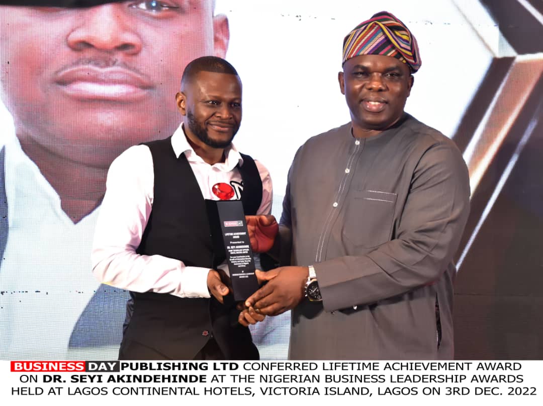BusinessDay Publishing Ltd., Conferred Lifetime Achievement Award on Dr. Obadare Peter at the Nigerian Business Leadership Awards held at Lagos Continental Hotels, Victoria Island, Lagos on 3rd December 2022