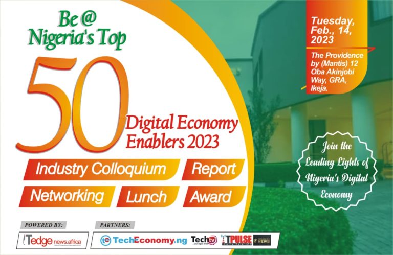 Nigeria Top 50 Digital Economy Enablers 2023 to be Unveiled this Tuesday in Lagos
  