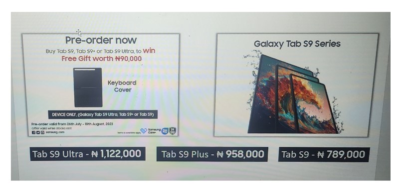 Price of Samsung Galaxy Tab S9 Series