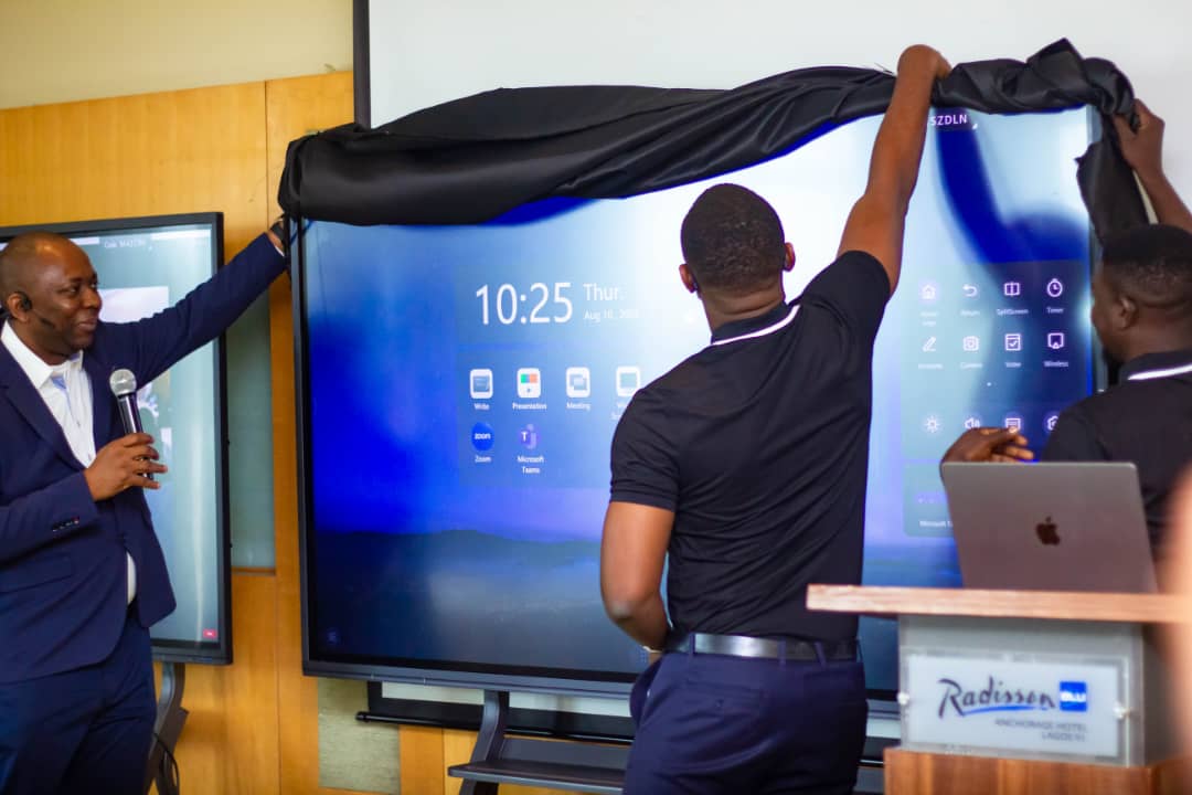 The Unveiling of Maxhub V6 86 inches All-in-one Video Conferencing solution by Proxynet Communications Limited Managing Director/CEO Mr Ifeanyi Edward Ozo-Onyali