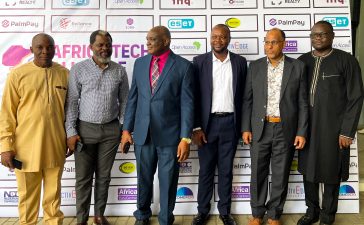 L-r: Chike Onwuegbuchi, Chairman, NITRA and Co-Convener, Africa Tech Alliance Forum (AfriTECH); Temitayo Oduwole, Head of IT and Payments at PalmPay; Reuben Muoka, Director of Public Affairs at Nigerian Communications Commission (NCC); Peter Oluka, Editor, Techeconomy and Co-Convener, AfriTECH; Muhammad Rudman, CEO, Internet Exchange Point of Nigeria (IXPN), and Gbolahan Awonuga, Head of Operations, Association of Licensed Telecoms Operators of Nigeria (ALTON), at AfriTECH 3.0 and ATAEx Awards 2023 held at The Providence Hotel, Ikeja Lagos, November 08, 2023.
