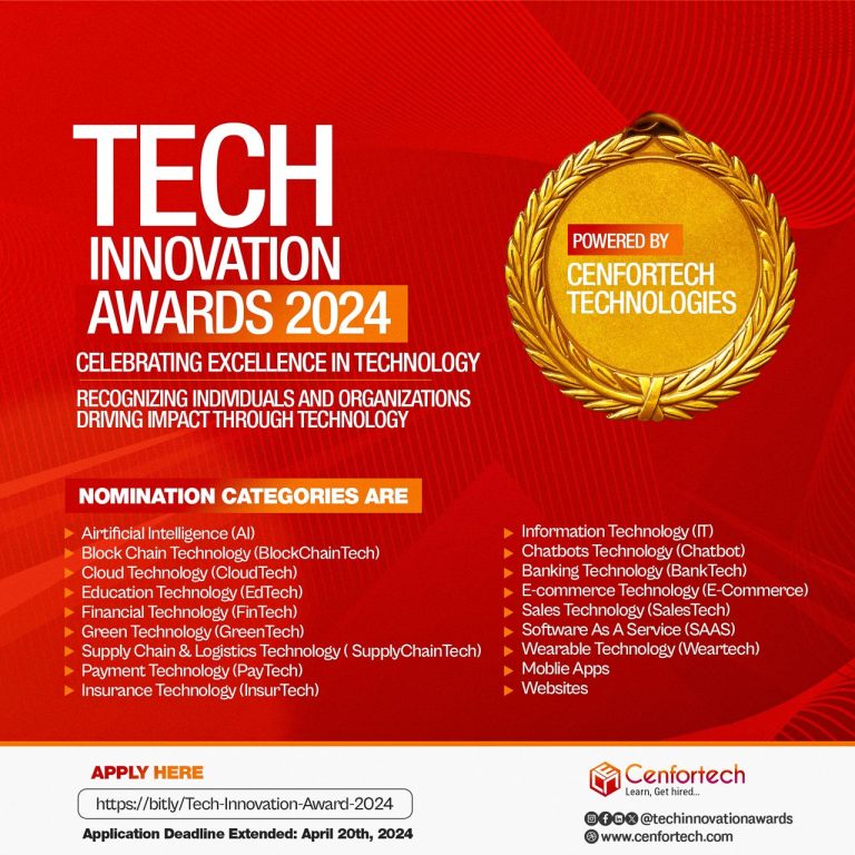 CENFORTECH calls all Tech Innovators in Africa Leading Transformation, Opens entry for Tech Award.
  