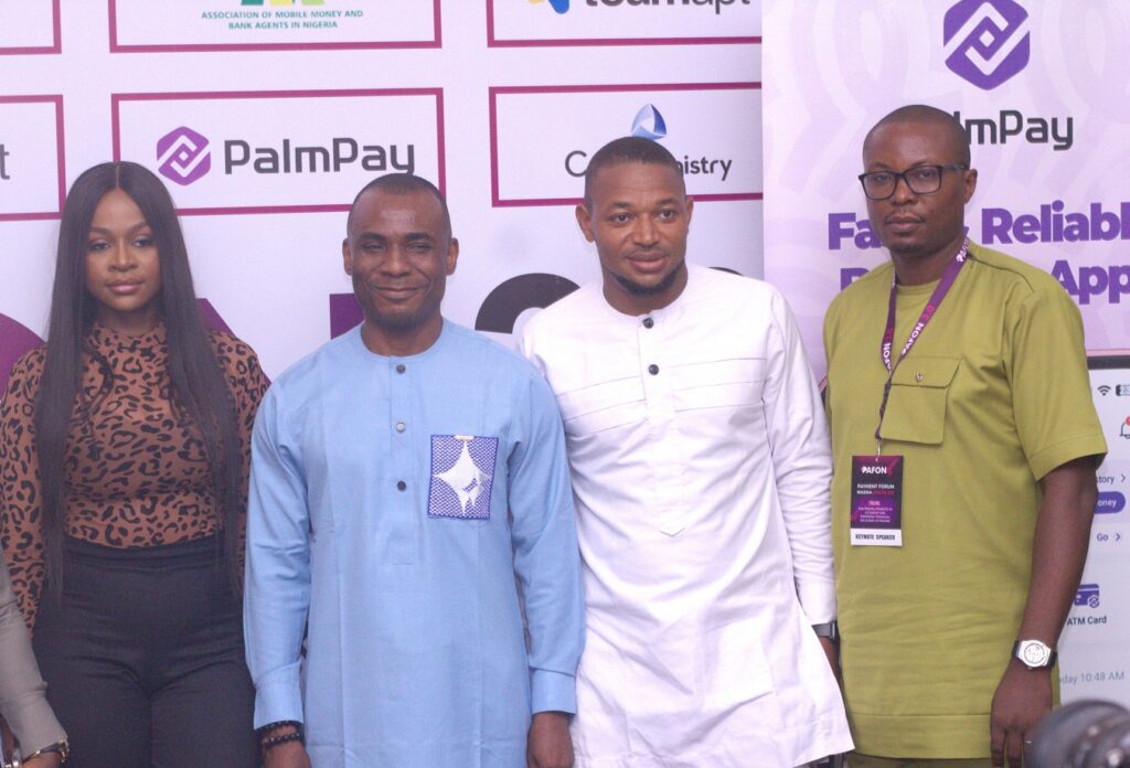 R-l: Chinedu Onyia, Manager, Professional Service at CreditRegistry; Chukwuemeka Enoch Mbaebie, lead convener, Lagos Blockchain Week; Chika Nwodu, MD, PalmPay (Nigeria) and a blockchain enthusiast, at PAFON 3.0
