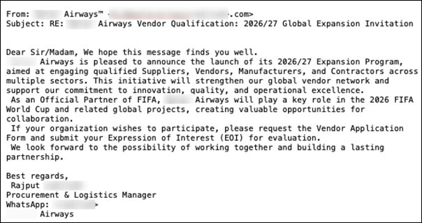 Kaspersky Warns of Scams Targeting 2026 FIFA World Cup Travellers 4 Example of a blocked scam email from fraudsters.