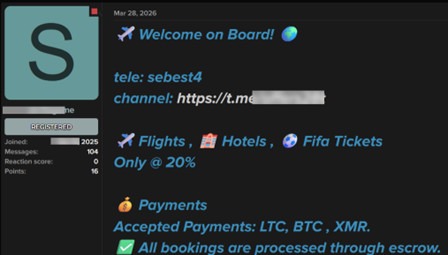 Kaspersky Warns of Scams Targeting 2026 FIFA World Cup Travellers 2 Example of an advertisement for services on the darknet exploiting the World Cup.