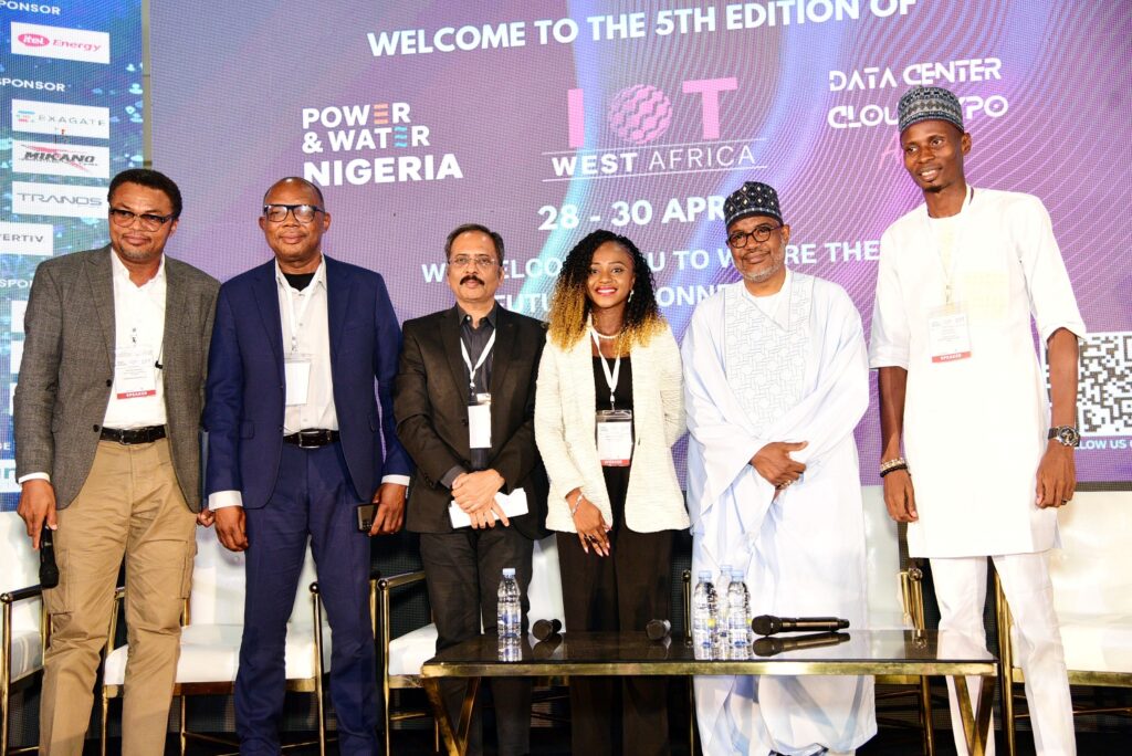 From L-R: Mr. Benjamin Amafonye, Project Architect, Royal Haskoning DHV; Dr. Aristotle Onumo, Director Stakeholders Management and Partnership, NITDA; Mr. Amrish Singhal, CEO Spectranet and Mr. Ebenezer Dare, Executive Director, NiRA during panell session on the theme "The Lagos-Abuja Digital Corridor: Building Africa's Next Data Centre and Cloud Hub" at the IoT West Africa Conference at Landmark Event Centre Victoria Island Lagos.
